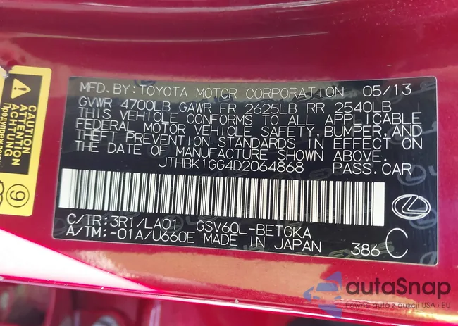 JTHBK1GG4D2064868: 41747783