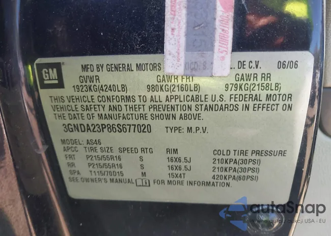 3GNDA23P86S677020: 41747794