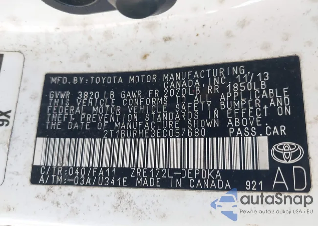 2T1BURHE3EC057680: 41747106