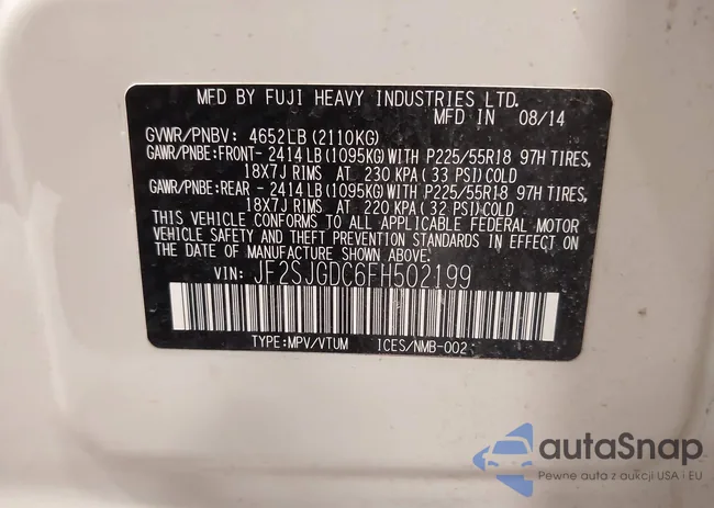 JF2SJGDC6FH502199: 41749462