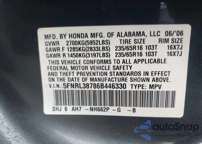 5FNRL38786B446330: 41749128