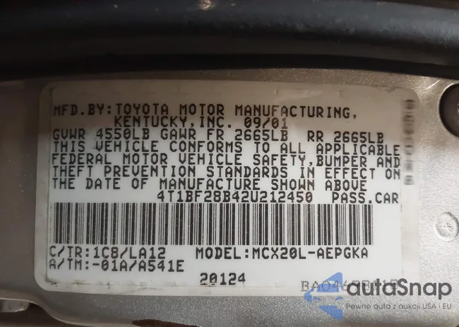 4T1BF28B42U212450: 41749143