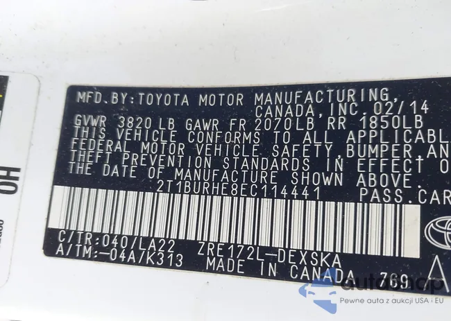 2T1BURHE8EC114441: 41750090