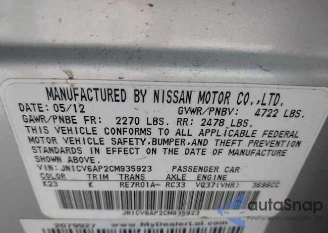 JN1CV6AP2CM935923: 41751971