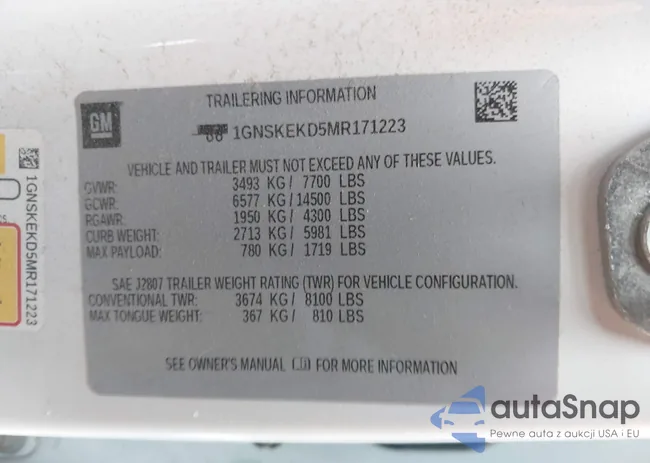 1GNSKEKD5MR171223: 41752843