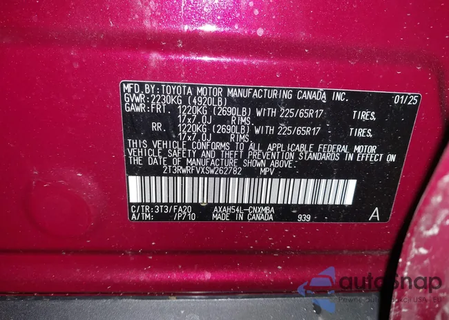 2T3RWRFVXSW262782: 41752266