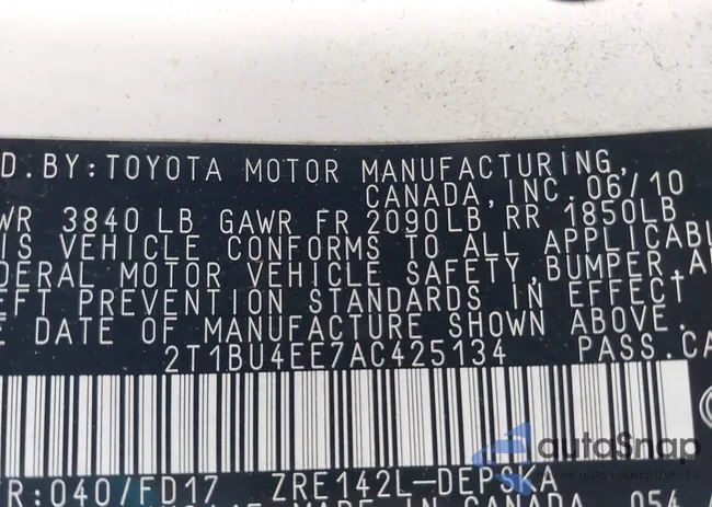 2T1BU4EE7AC425134: 41754486