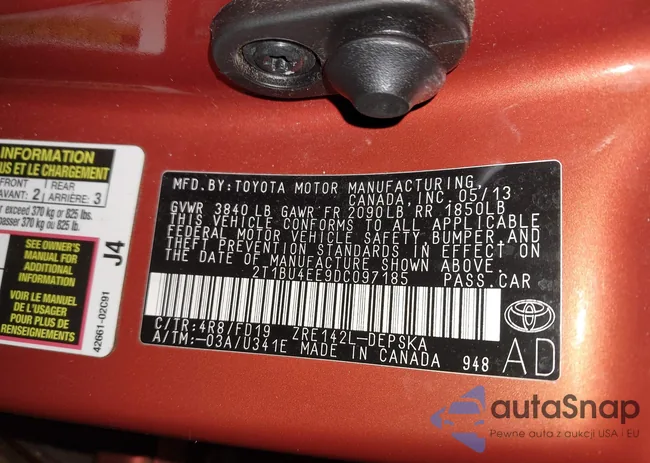 2T1BU4EE9DC097185: 41757916