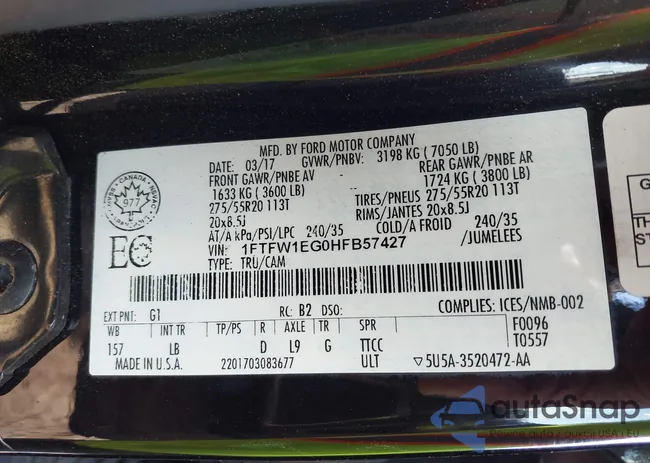 1FTFW1EG0HFB57427: 41758126