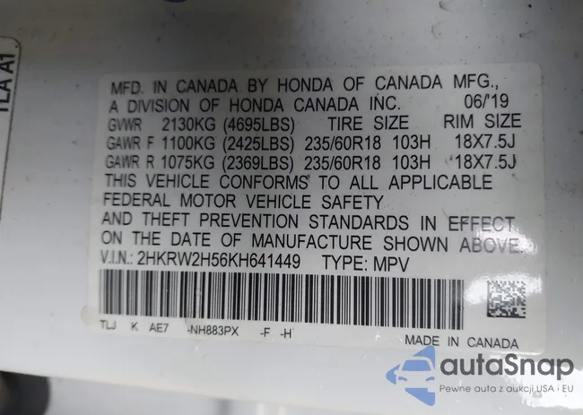 2HKRW2H56KH641449: 41762860