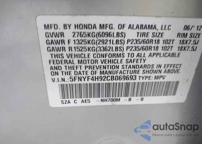 5FNYF4H92CB069693: 41763315