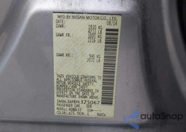 1N4AL3AP8FN325067: 41764436