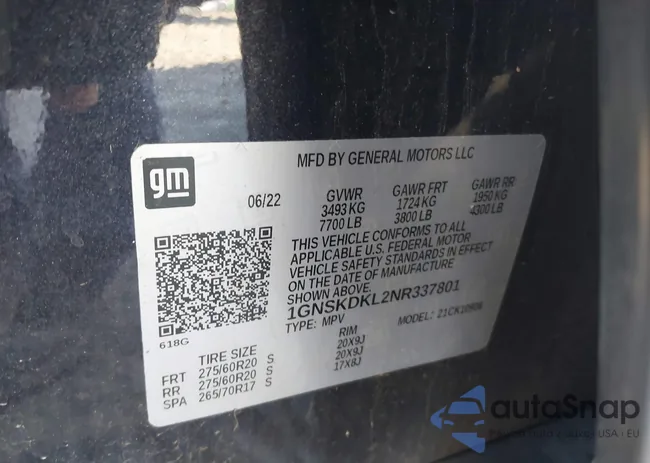 1GNSKDKL2NR337801: 41764667