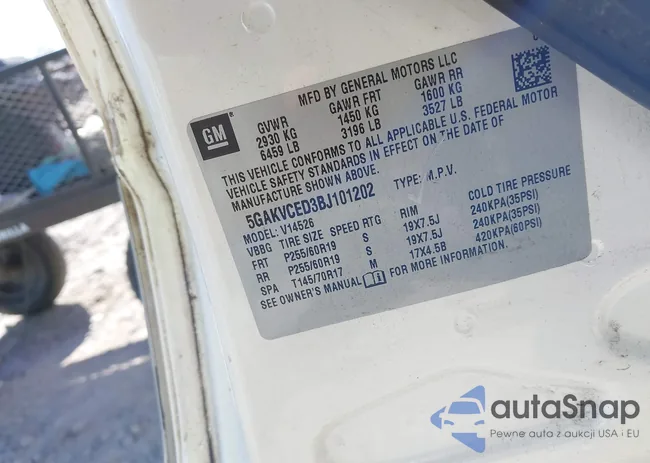 5GAKVCED3BJ101202: 41764165