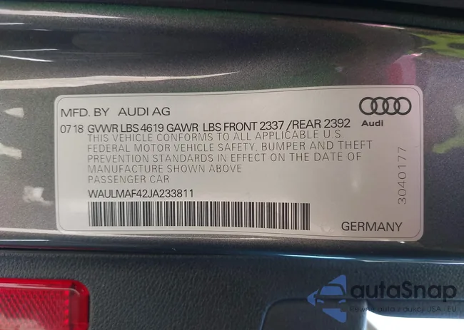 WAULMAF42JA233811: 41765655