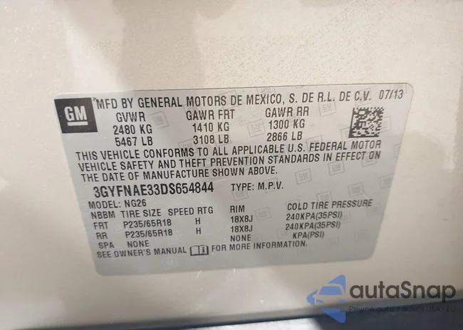 3GYFNAE33DS654844: 41765013