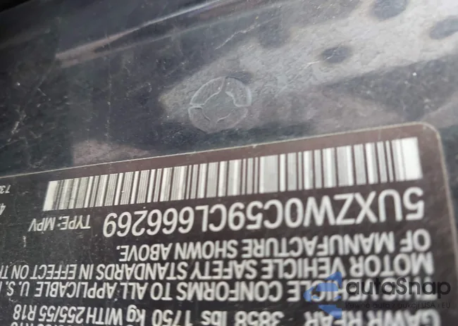 5UXZW0C59CL666269: 41766000