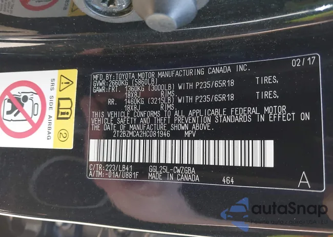 2T2BZMCA2HC081946: 41769114