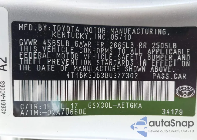 4T1BK3DB3BU377302: 41772641