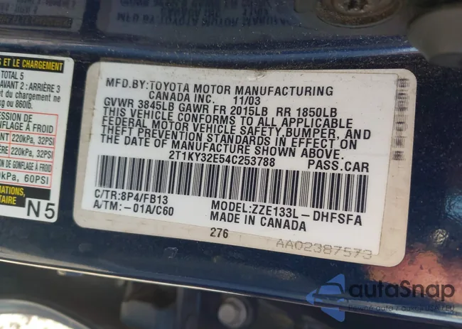 2T1KY32E54C253788: 41772848