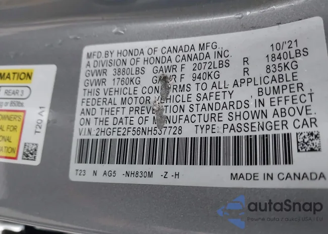 2HGFE2F56NH537728: 41772928