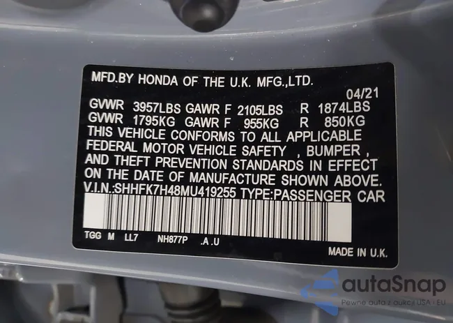 SHHFK7H48MU419255: 41772055