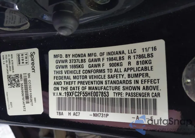 19XFC2F55HE007853: 41773278