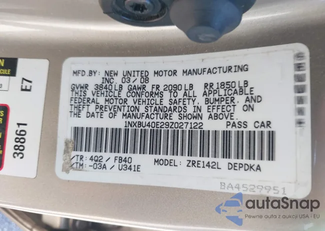 1NXBU40E29Z027122: 41774053