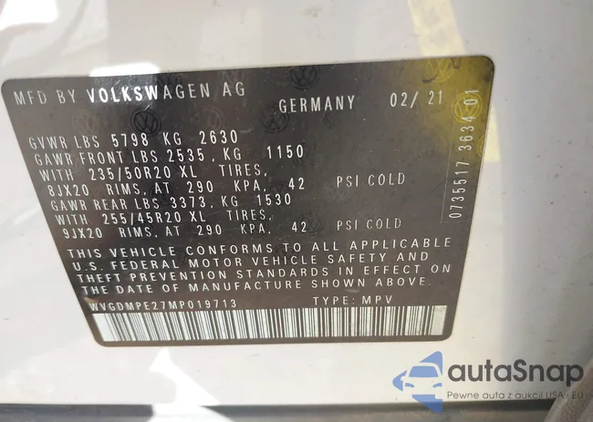 WVGDMPE27MP019713: 41774291