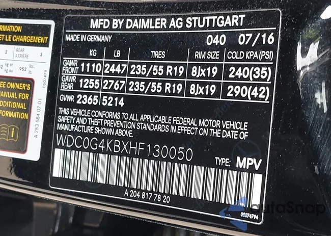 WDC0G4KBXHF130050: 41775185