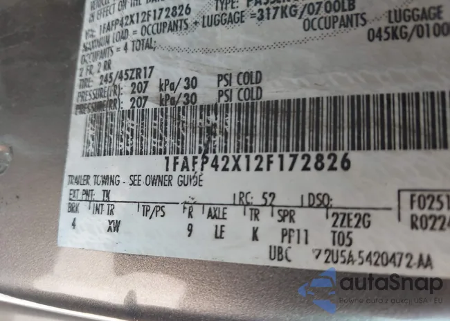 1FAFP42X12F172826: 41777345