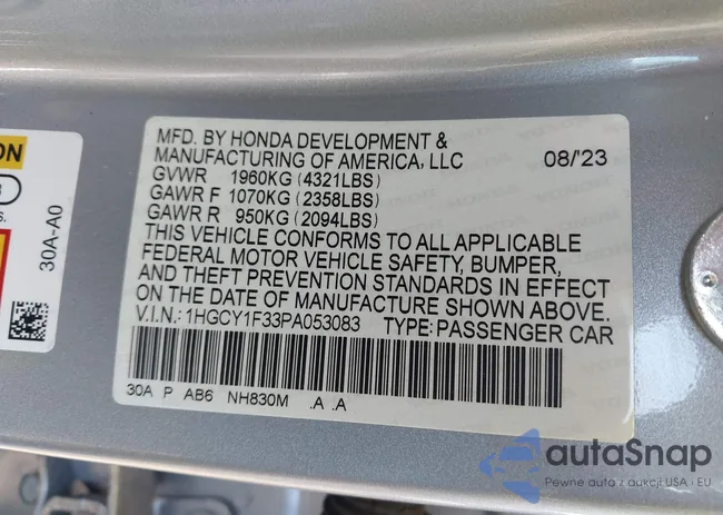 1HGCY1F33PA053083: 41779458