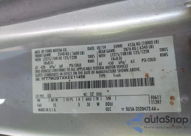 1FT7W2BTXKEE11458: 41780932