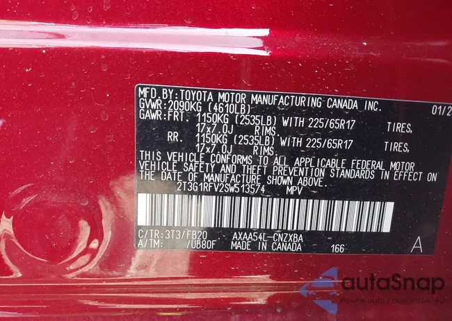 2T3G1RFV2SW513574: 41780114