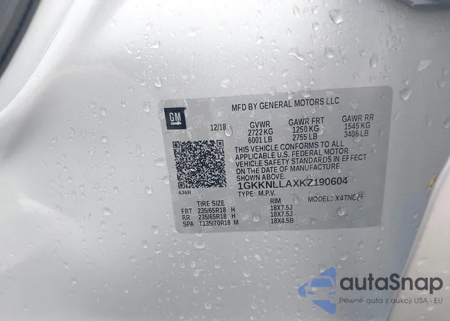 1GKKNLLAXKZ190604: 41781807