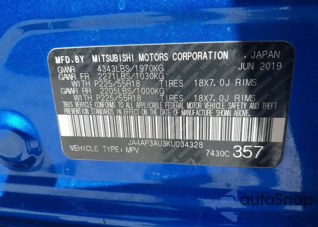 JA4AP3AU3KU034328: 41782696