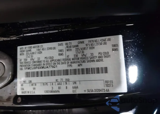 1FMCU0F6XMUA77921: 41784628