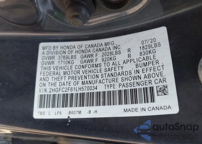 2HGFC2F61LH570034: 41784357