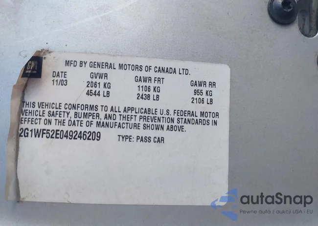 2G1WF52E049246209: 41785502