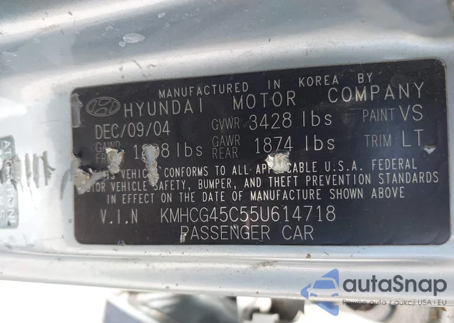 KMHCG45C55U614718: 41787587