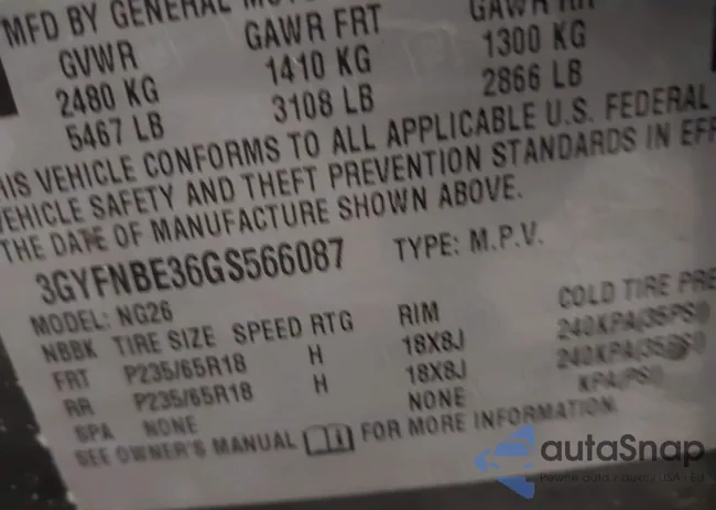 3GYFNBE36GS566087: 41787647