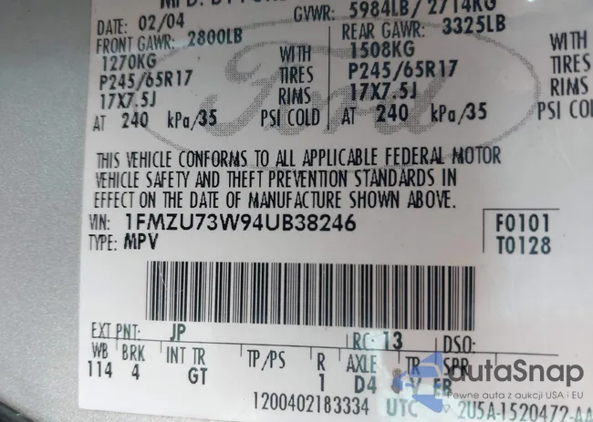 1FMZU73W94UB38246: 41788409