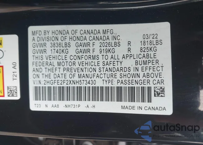 2HGFE2F2XNH573430: 41790743