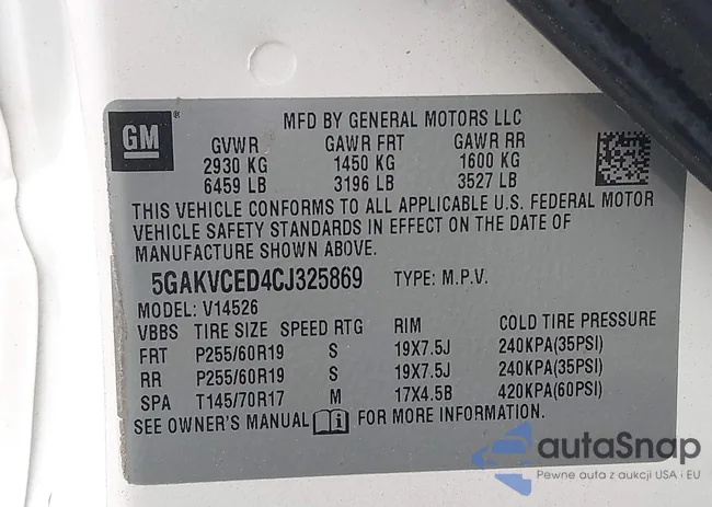 5GAKVCED4CJ325869: 41790787