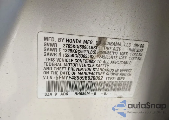 5FNYF48959B020092: 41789974