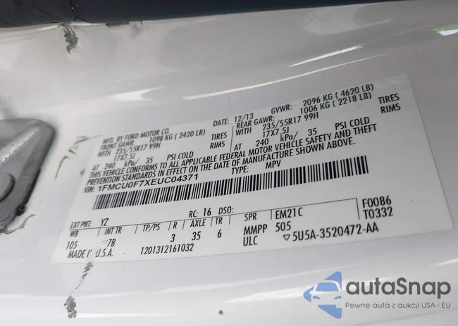 1FMCU0F7XEUC04371: 41793647