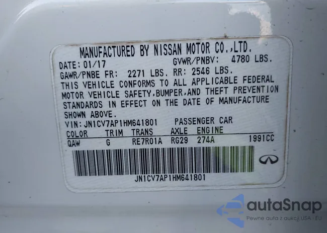 JN1CV7AP1HM641801: 41793218