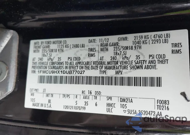 1FMCU9HX1DUB77027: 41794682