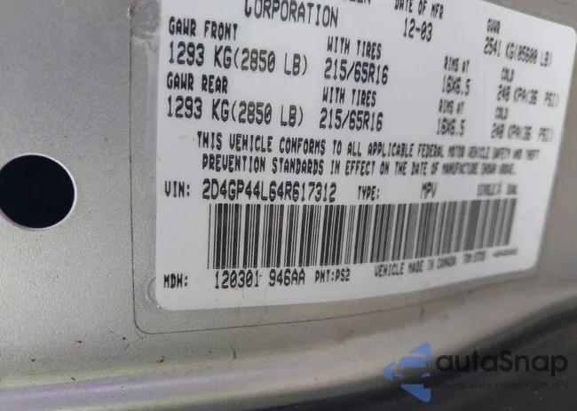 2D4GP44L64R617312: 41796371