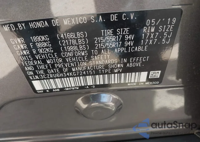 3CZRU6H34KG724151: 41797370